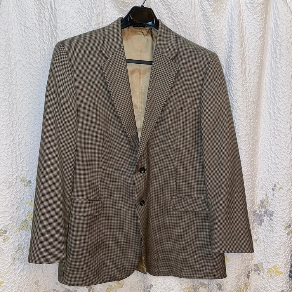Men’s Sport Coat 100% wool brown black check